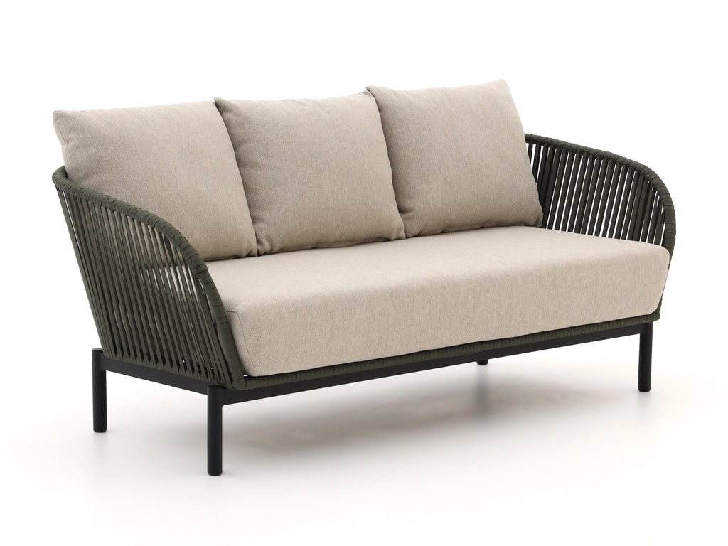 3-seater outdoor rope sofa with plush beige cushions – Elara Grande 