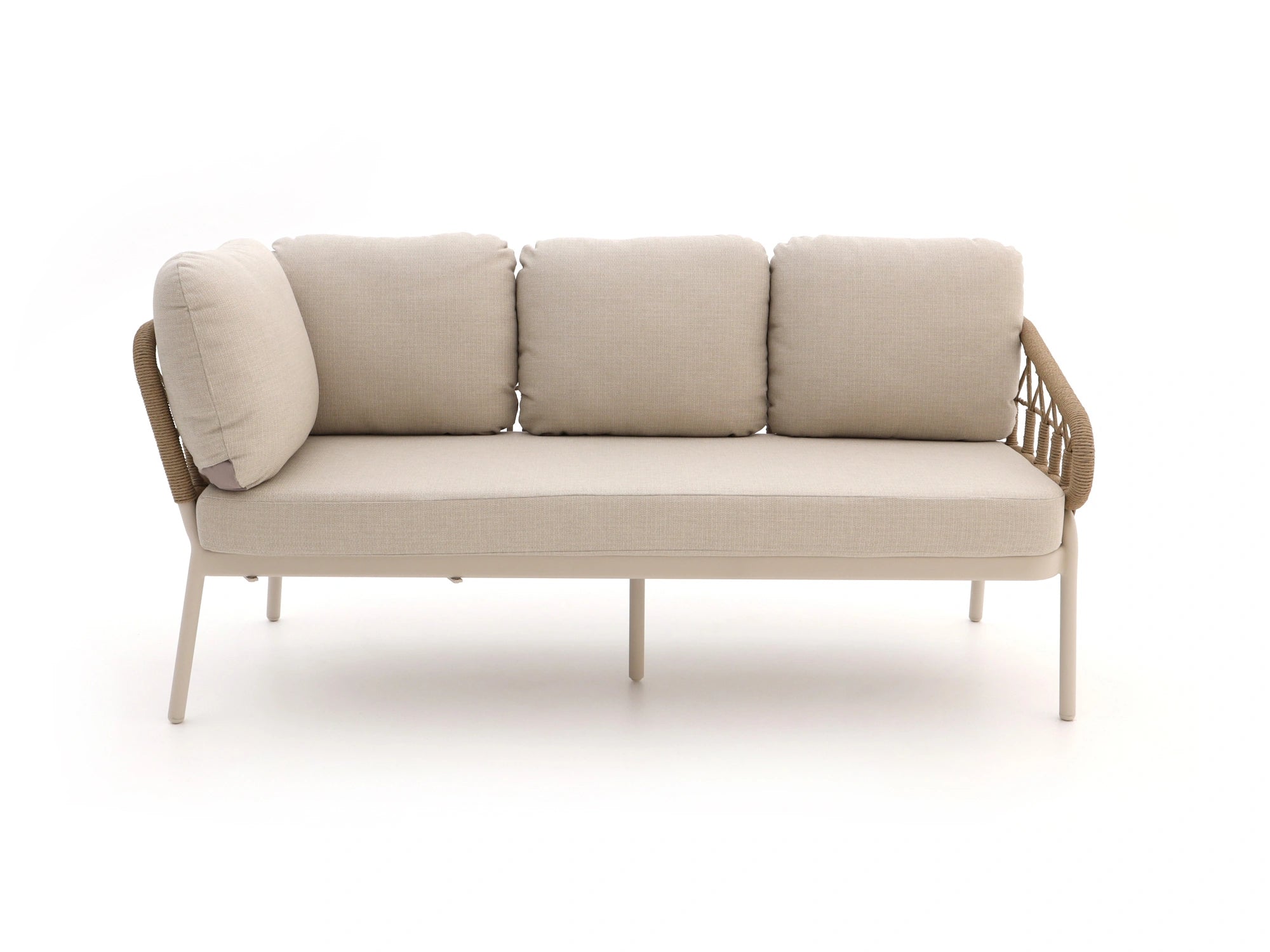 Front view of 3-seater rope outdoor sofa with both armrests – Alfresco by Outdoor Studio