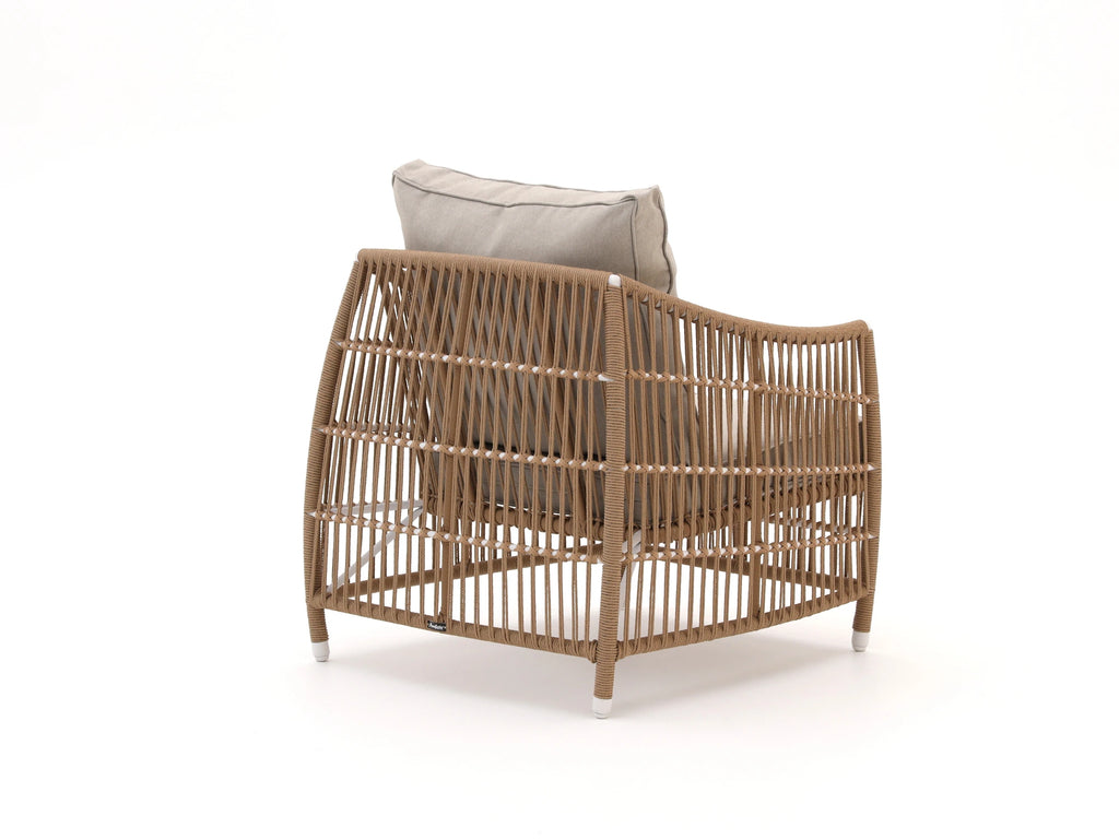 Back view of single-seater Bali lounge chair with HDPP rope weaving