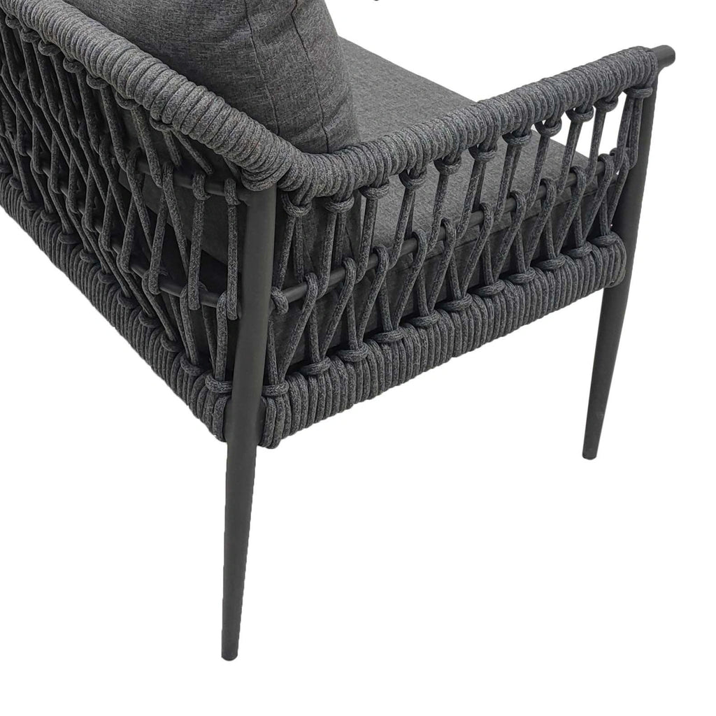 Back view of Camden rope weave outdoor 2-seater sofa