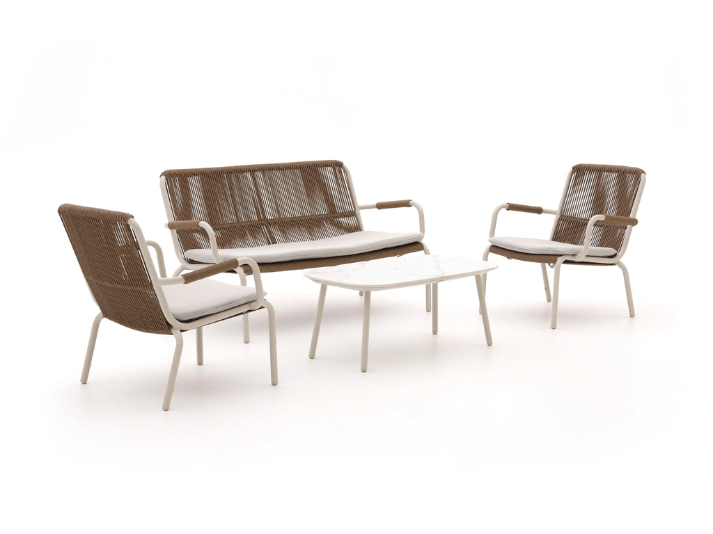 Chelsea rope outdoor sofa set 2+1+1 with black glass table – Outdoor Studio