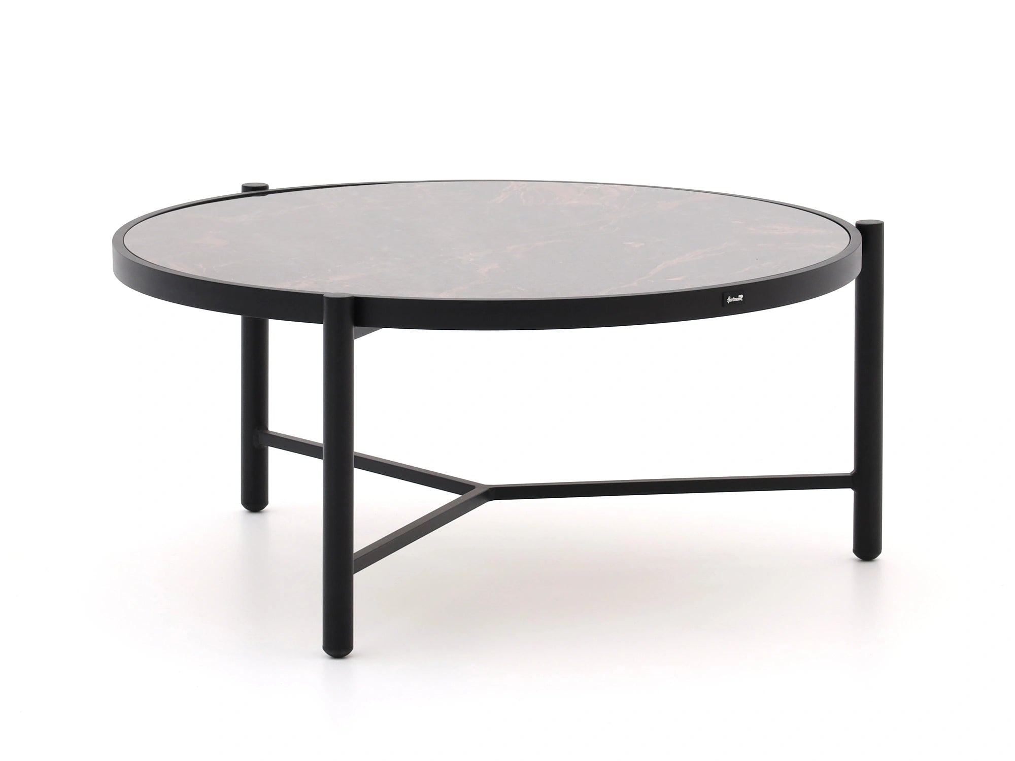 Modern outdoor center table with toughened black glass