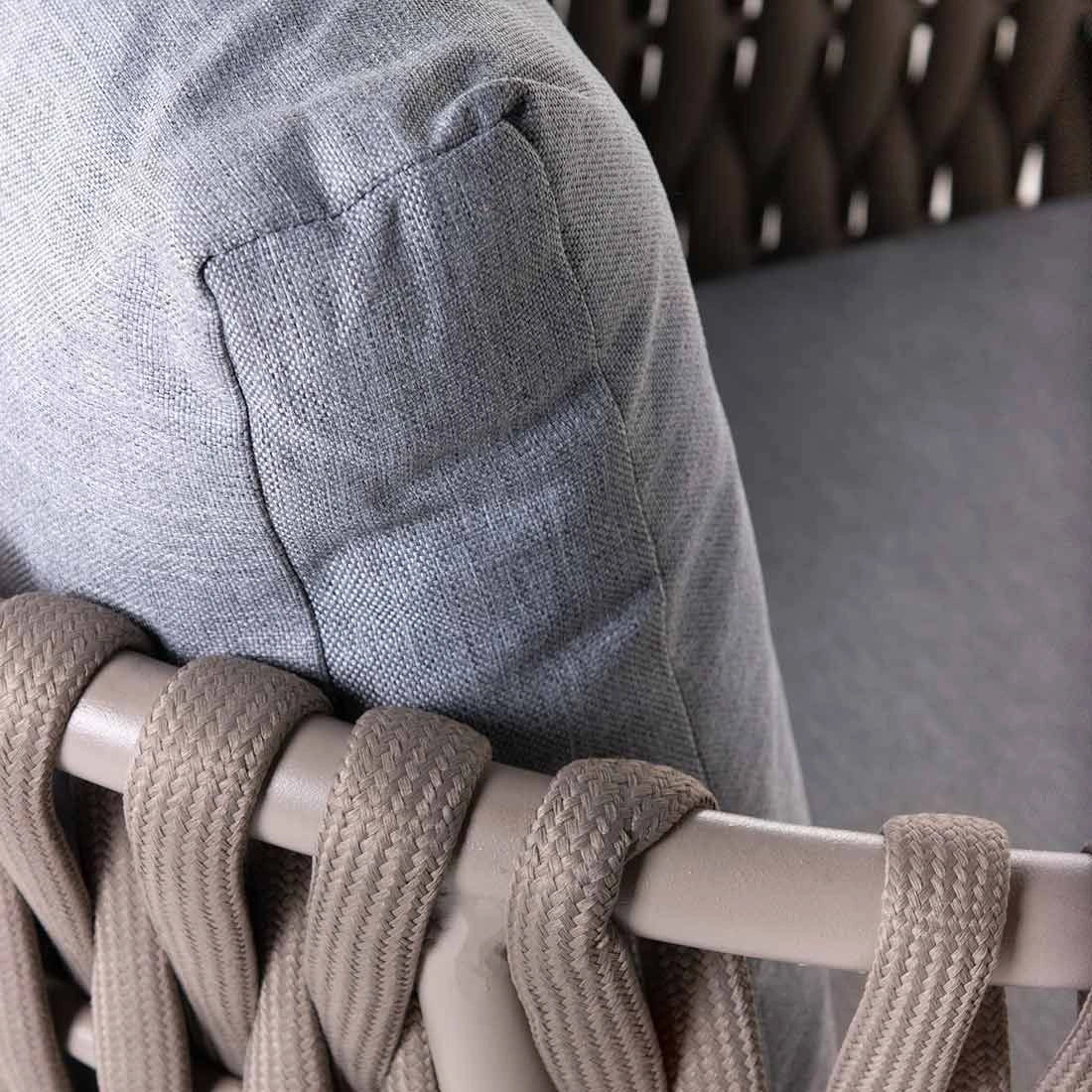 Angled shot of Eden 2-seater rope sofa ideal for modern outdoor garden or deck setup