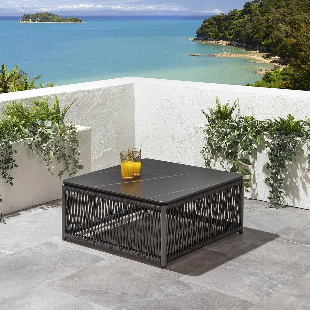 HDPE rope weave and black toughened glass table – Outdoor Studio