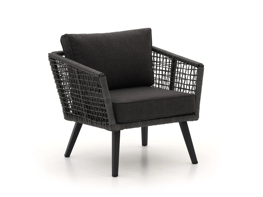 Single-seater outdoor rope chair with dark frame and waterproof cushion – Kensington collection