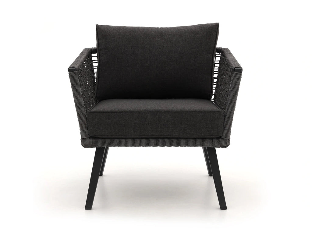 Single-seater outdoor rope chair with dark frame and waterproof cushion – Kensington collection