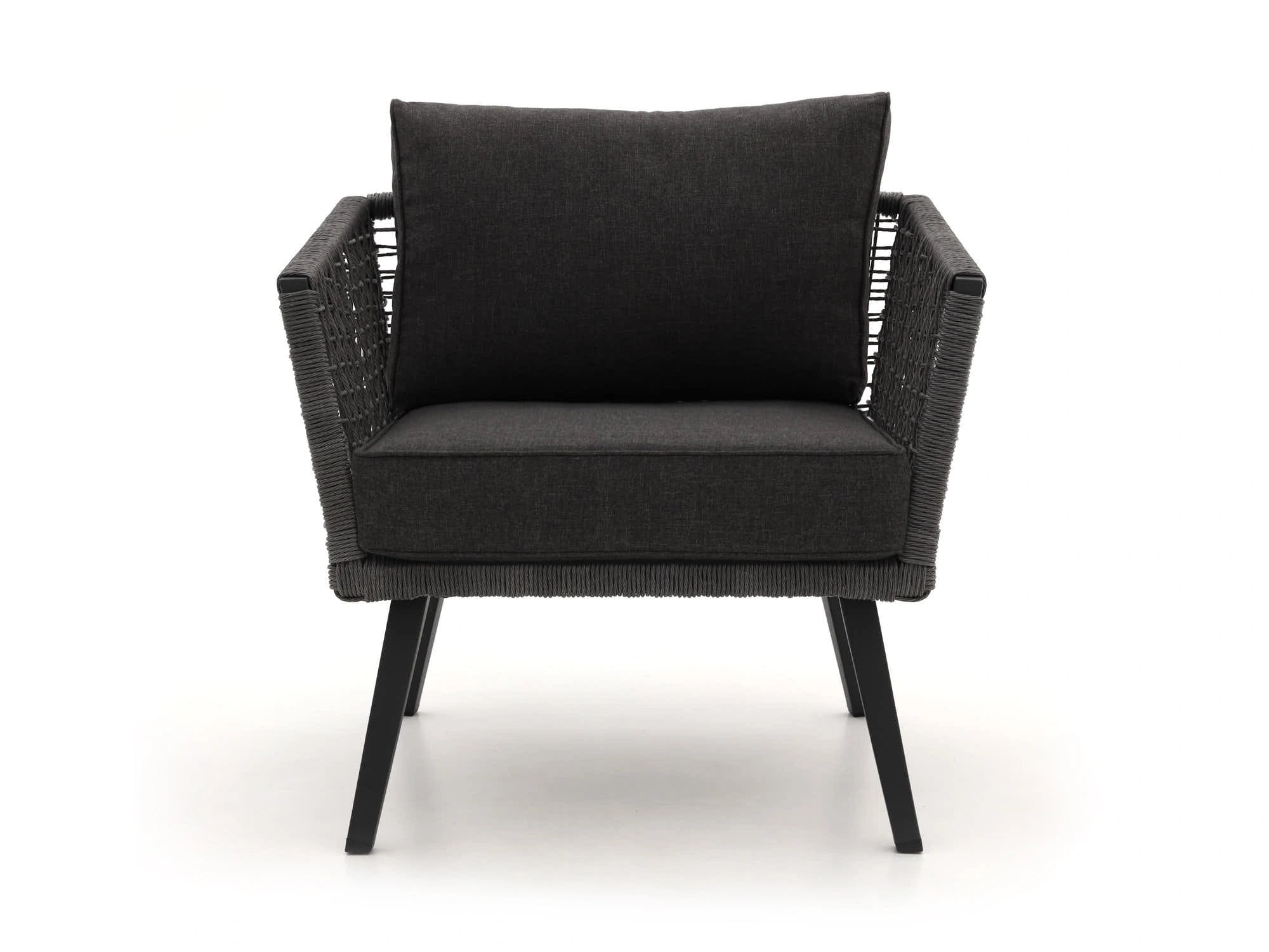 Single-seater outdoor rope chair with dark frame and waterproof cushion – Kensington collection