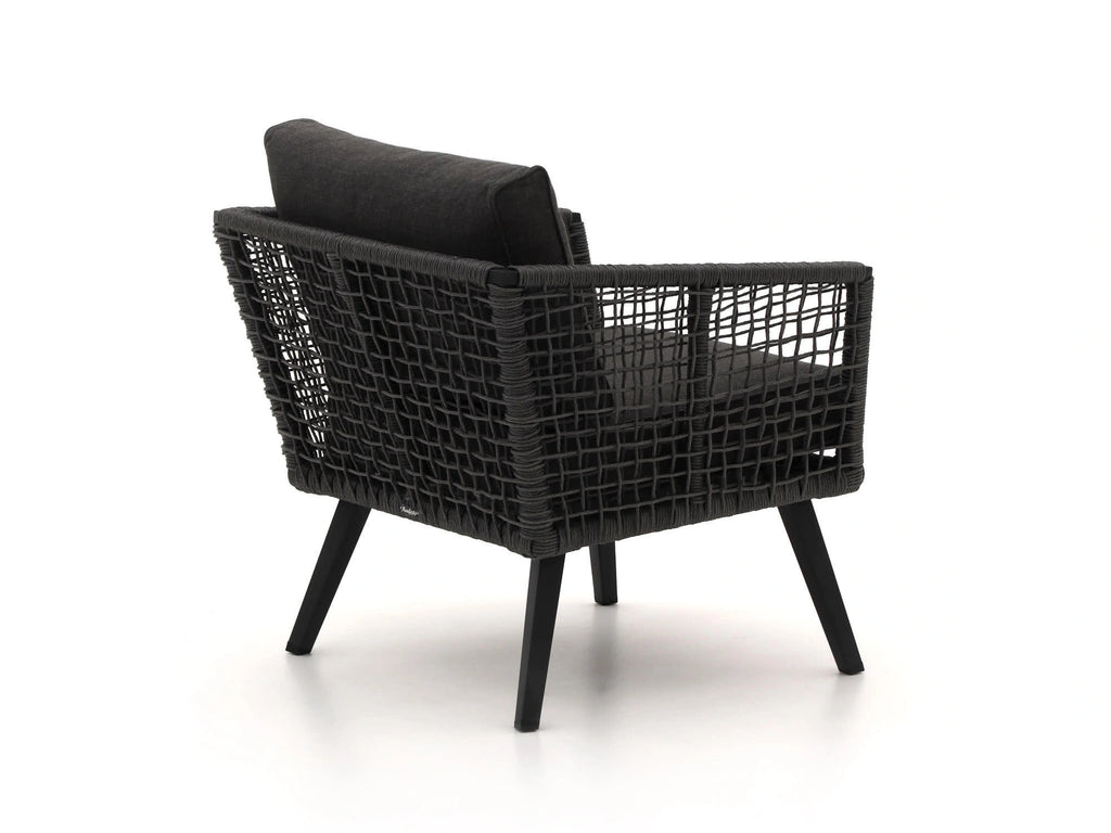 Backside of single-seater rope lounge chair from Kensington outdoor furniture set
