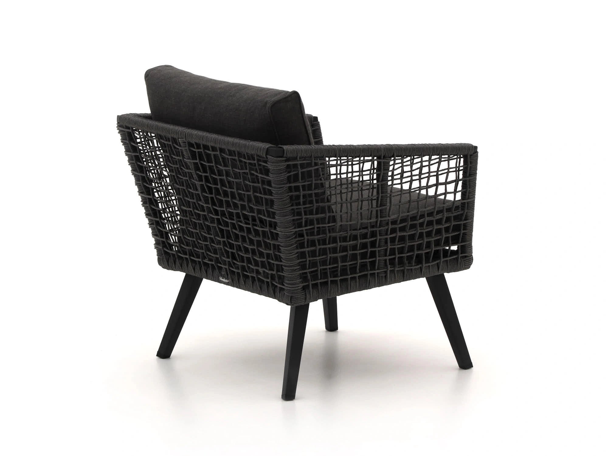 Backside of single-seater rope lounge chair from Kensington outdoor furniture set