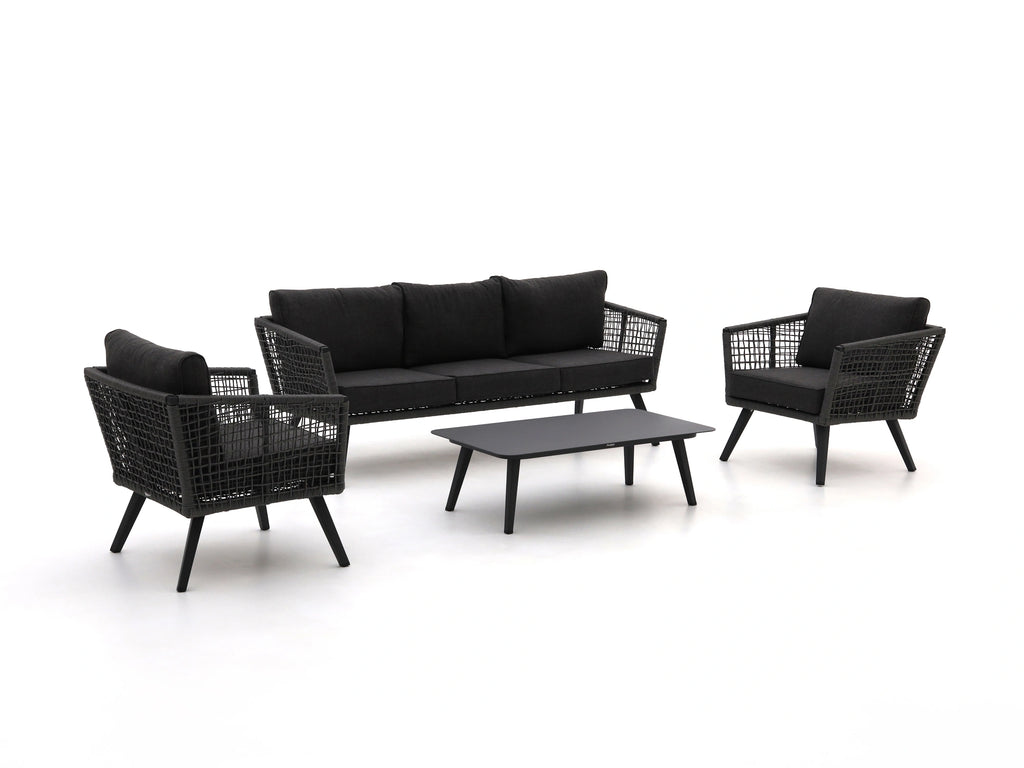 Full view of Kensington rope outdoor sofa set with center table by Outdoor Studio