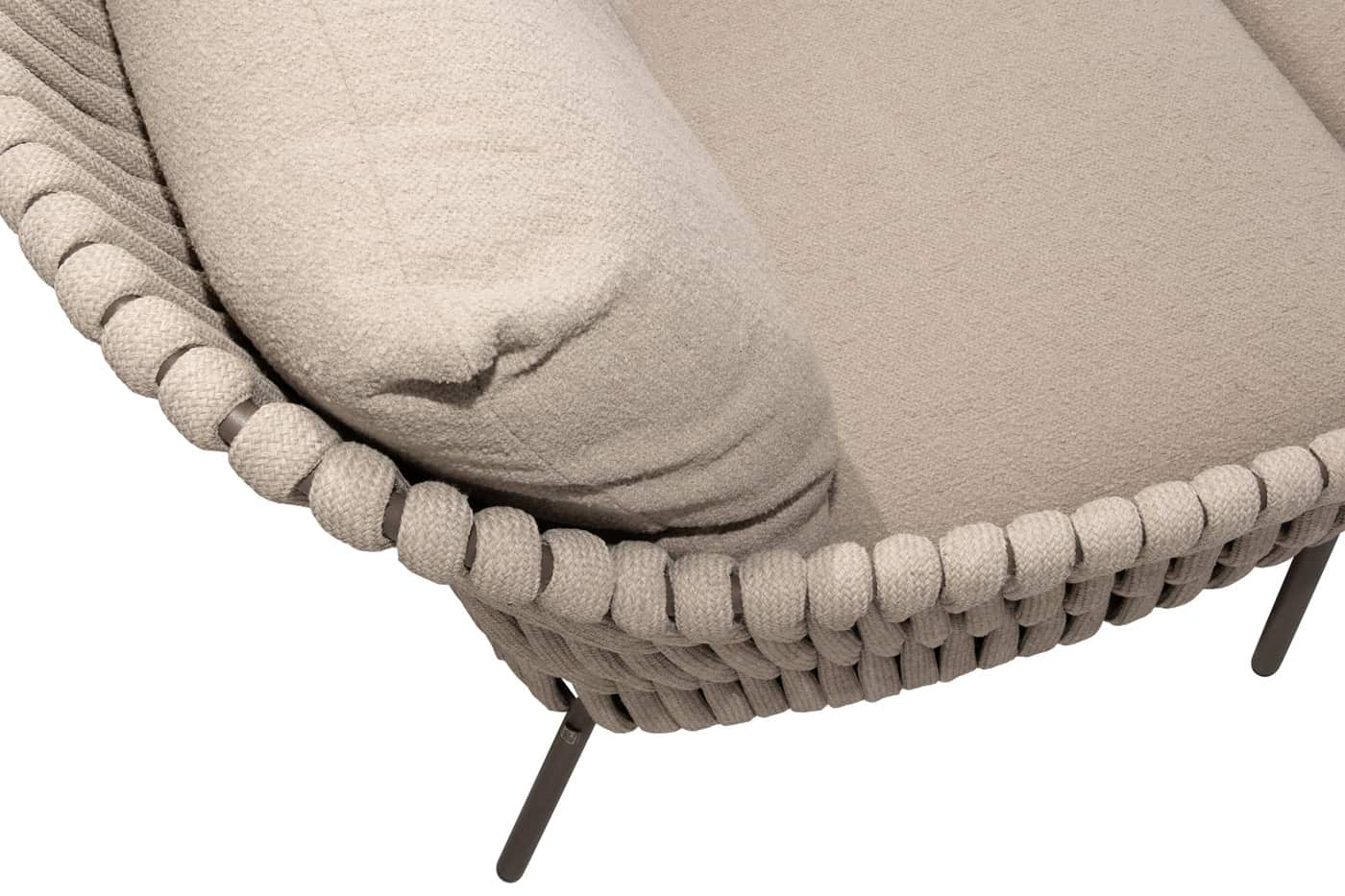 Hand-braided HDPE rope detail on outdoor sofa arm – Lakeshire rope set