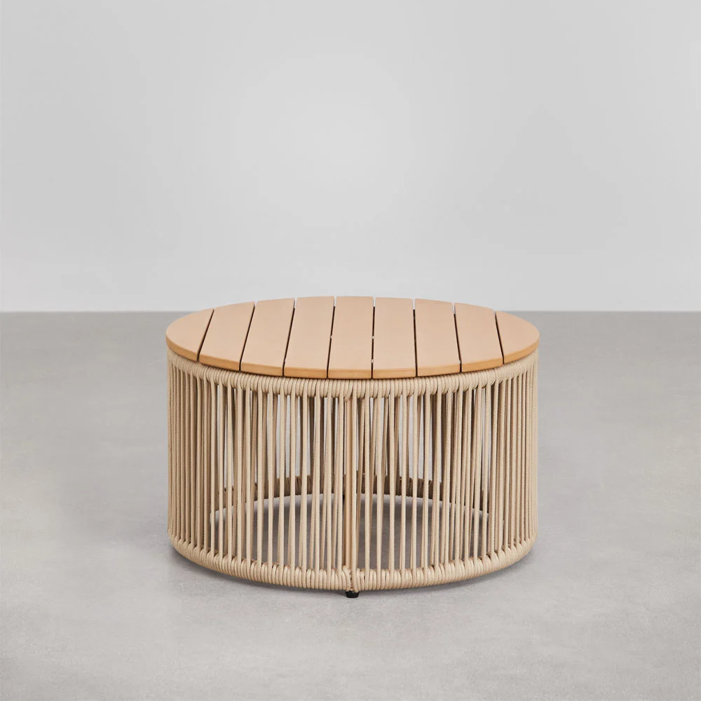 Outdoor round center table with rope frame and 8mm toughened glass top from Windsor set