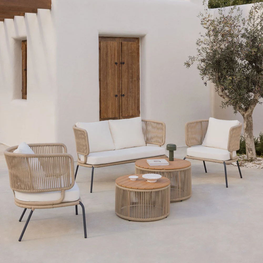 Lifestyle shot of Windsor outdoor furniture set arranged in a modern patio setup