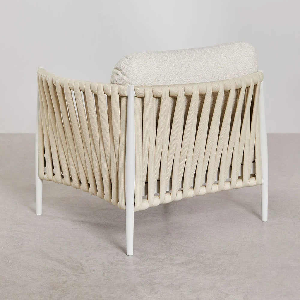 Back view of single chair – handcrafted rope outdoor seating