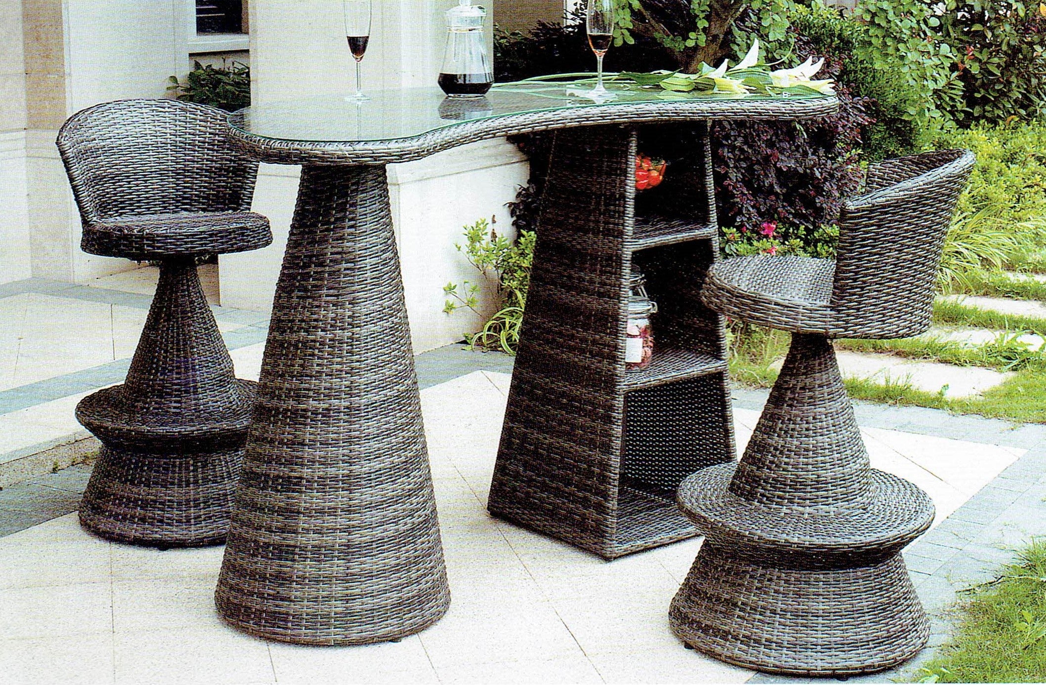 Asher Bar Dining Set With Storage - OUTDOOR STUDIO